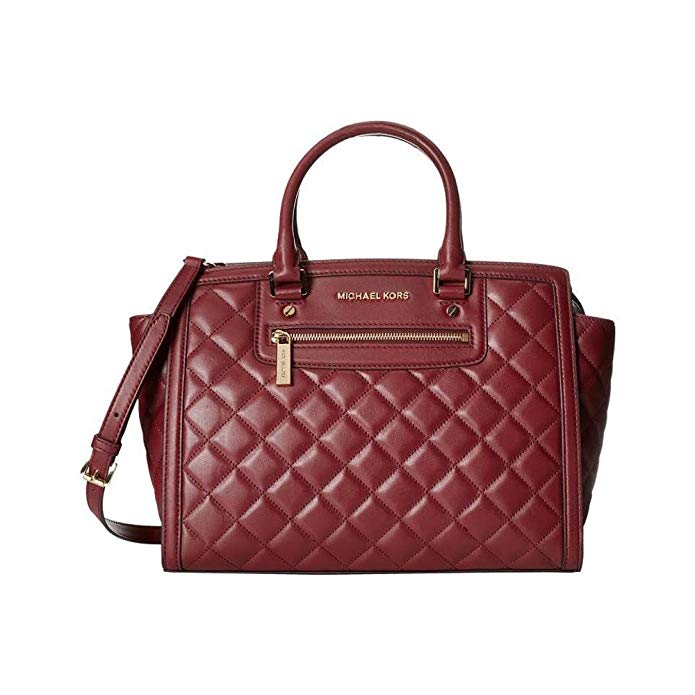 Michael Kors Selma Zip Quilt medium Satchel Claret Leather