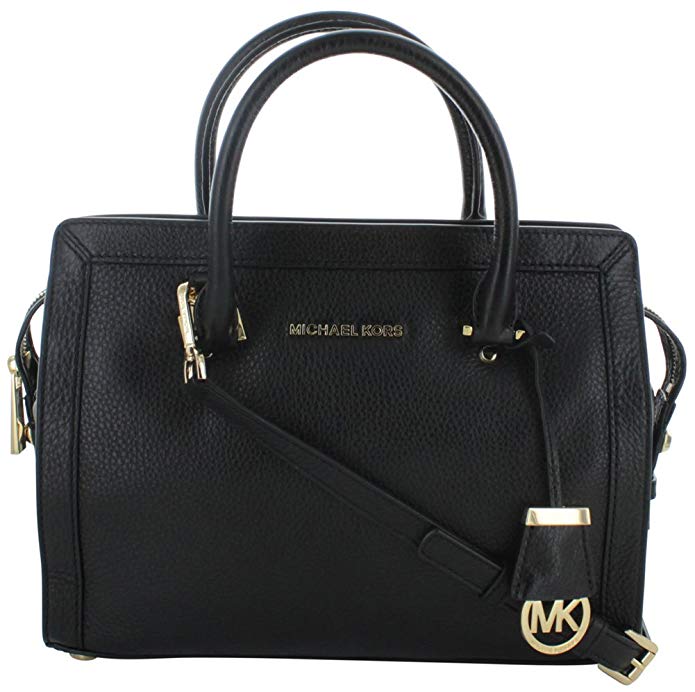 Michael Kors Collins Women's Leather Medium Satchel Handbag Black