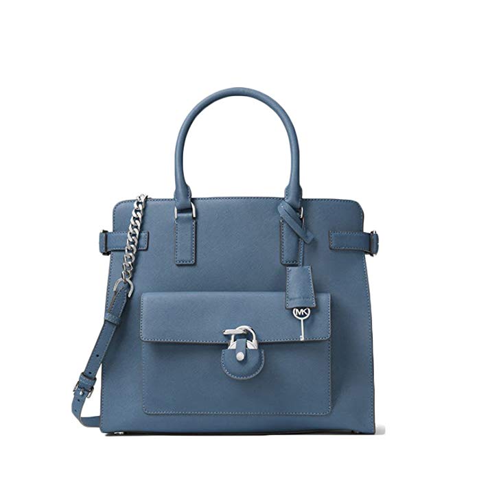 MICHAEL MICHAEL KORS Emma Large Saffiano Leather Satchel,CornFlower