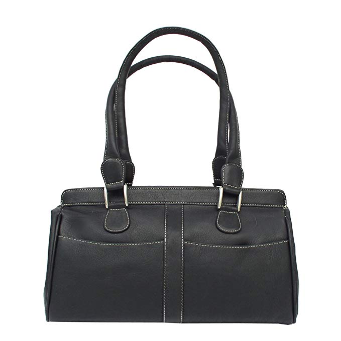 Piel Leather Double Handle Handbag, Black, One Size