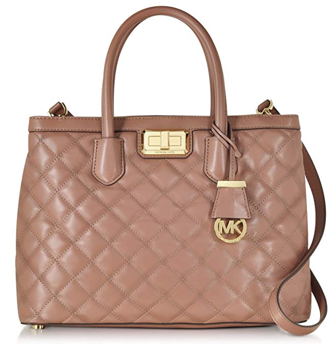 MICHAEL Michael Kors Hannah Large Quilted Satchel,Dusty Rose