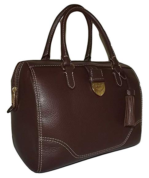 Ralph Lauren Women's Leather Bevington Barrel Satchel Handbag Brown