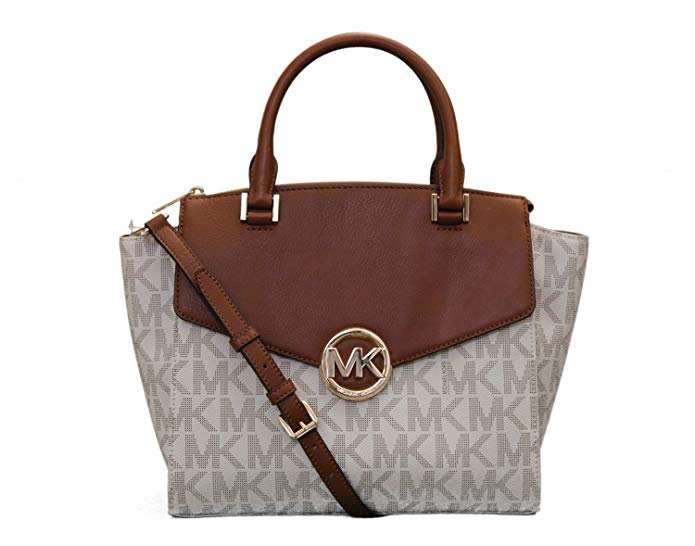 Michael Kors Hudson Large Signature PVC Satchel - Vanilla