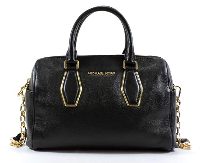 Michael Kors Venessa Medium Chain Satchel Black Leather