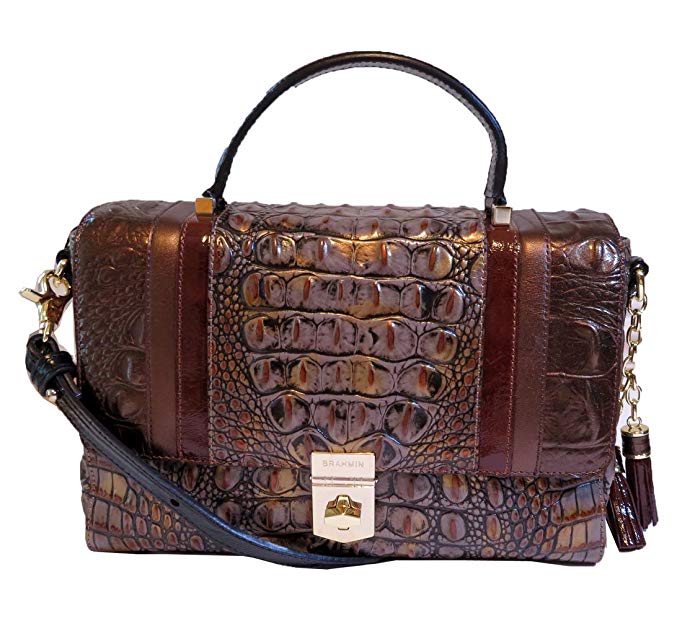 Brahmin Cosimo Collection Danielle Tasseled Crocodile-Embossed Satchel