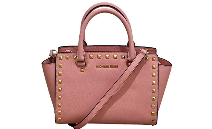 Michael Kors - Selma Stud Saffiano Leather Medium Top Zip Satchel - Pale Pink