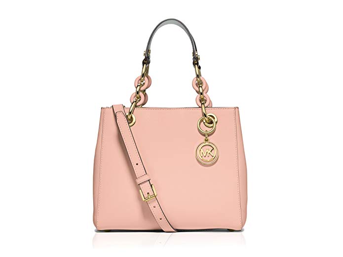 Michael Kors Cynthia Small Leather Satchel Pastel Pink