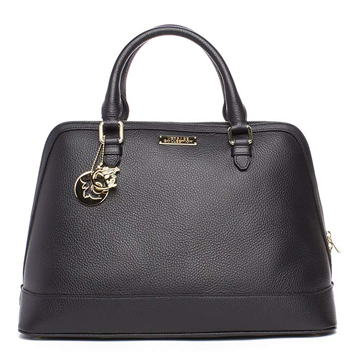 Versace Collections Women Leather Top Handle Handbag Satchel Black