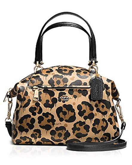 COACH Womens Leopard Ocelot Print Leather Prairie Satchel LI/Wild Beast Satchel