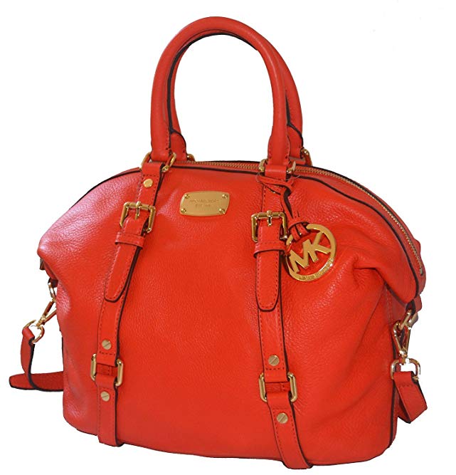 Michael Kors Bedford Medium Leather Satchel in Mandarin