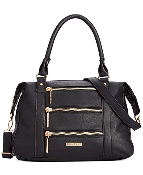 Rampage Womens Zipper Satchel Convertible Lined Satchel Handbag Black Large