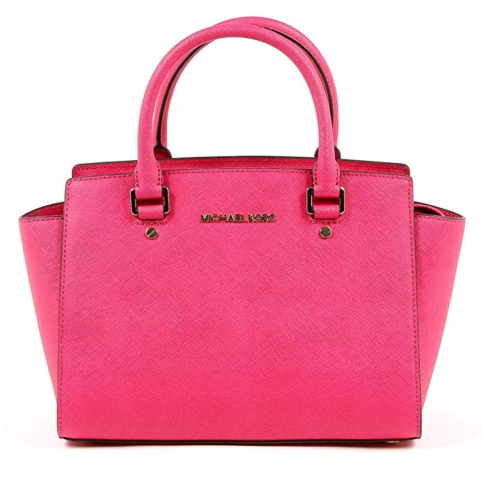 Michael Kors Selma Medium Tz Satchel Raspberry Leather