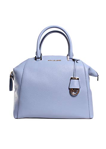 MICHAEL KORS Riley Large Pebbled-Leather Satchel PALE BLUE