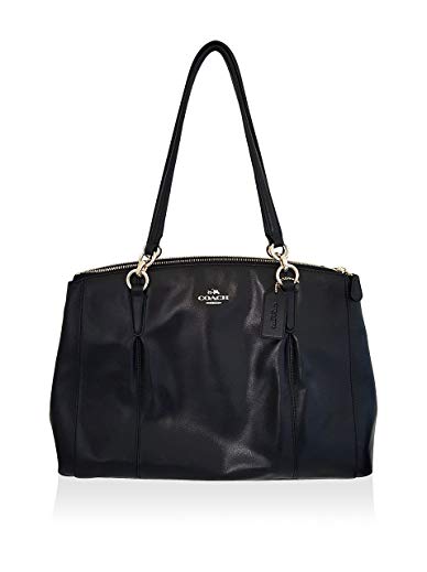 New Coach F36680 Smooth Leather Carryall Satchel Handbag Shoulder Tote (Black)