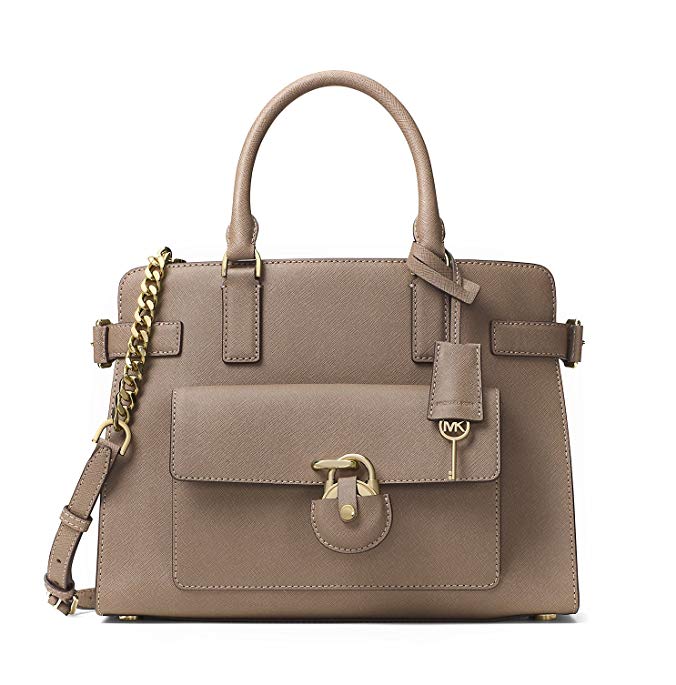 Michael Kors Emma East West Saffiano Leather Satchel (Dark Dune)