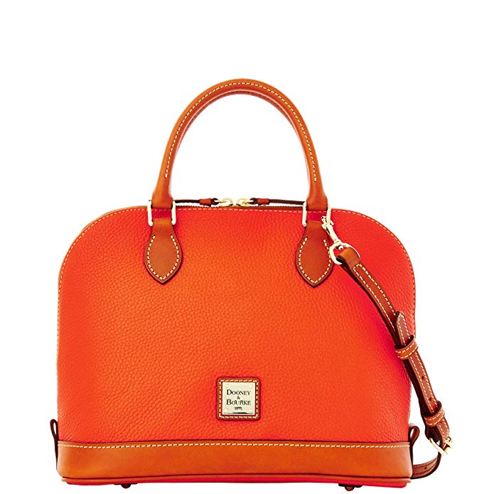 NEW AUTHENTIC DOONEY & BOURKE PEBBLED LEATHER ZIP CONVERTIBLE SHOULDER SATCHEL (Persimmon)