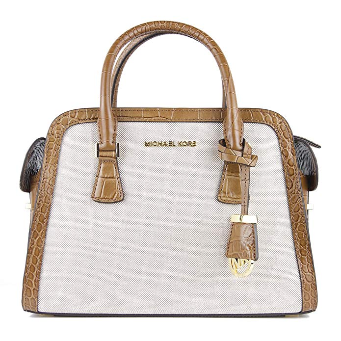 Michael Kors Harper Ecru & Walnut Medium Satchel