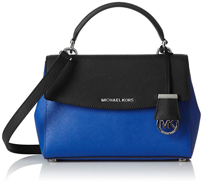 MICHAEL Michael Kors Ava Small Leather Satchel Electric Blue Black