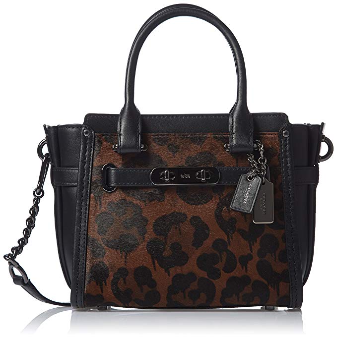 COACH Women's Printed Haircalf Swagger 21 DK/Wild Beast Satchel