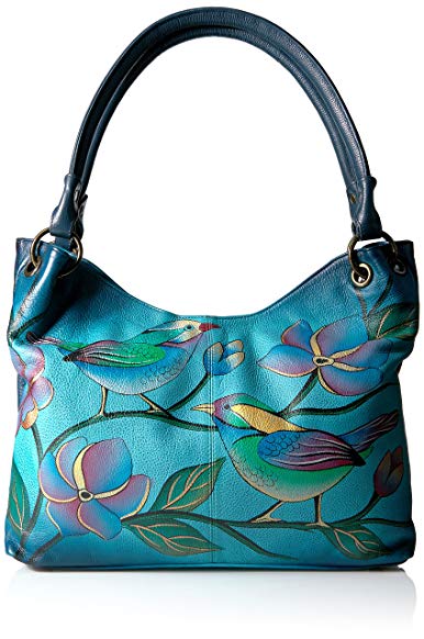 Anuschka Large Magnetic Satchel Lonesome Bird Denim