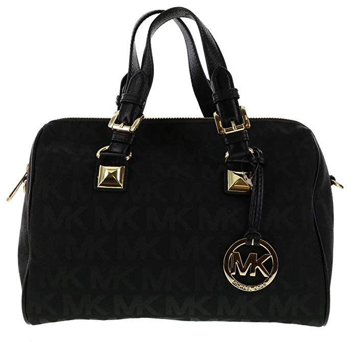 MICHAEL Michael Kors Monogram Jacquard Grayson Medium Satchel Black