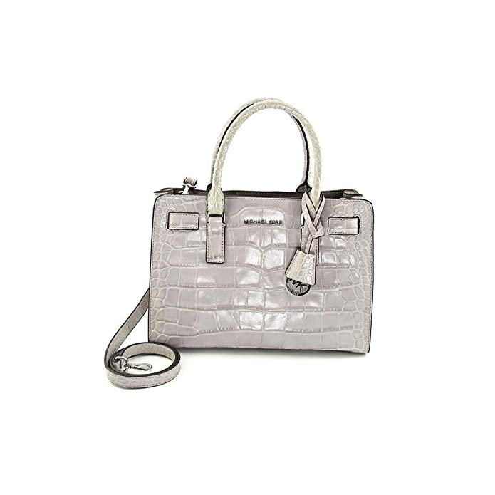 Michael Kors Dillon E/w Satchel Embossed Leather ASH Grey/silver