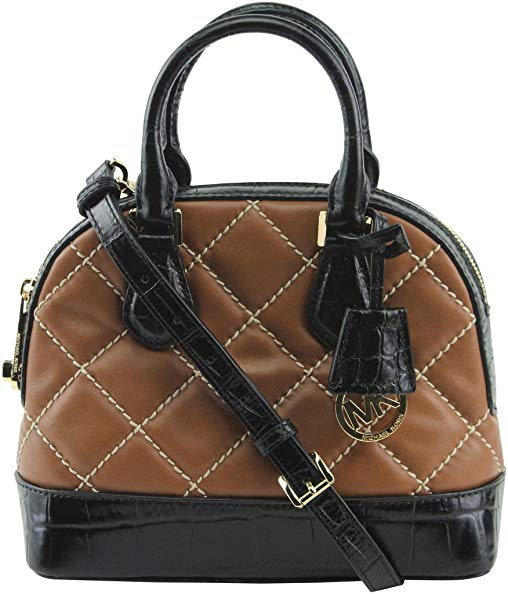 Michael Kors Quilted Smythe Satchel - Walnut/Black