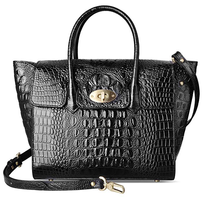 PIFUREN Fashion Women Handbags Leather Crocodile Purse Top Handle Satchel Bags