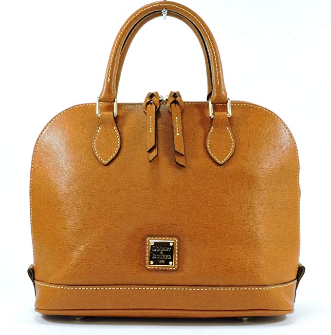 Dooney & Bourke Saffiano Leather Zip Zip Satchel,Cognac