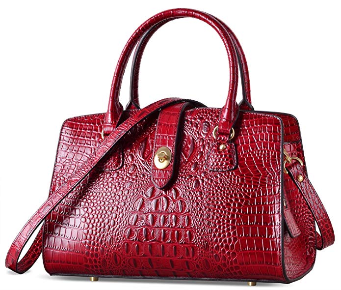 PIFUREN Women Top Handle Handbags Satchel Crocodile Shoulder Bag Tote Purse