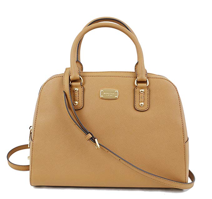 Michael Kors Saffiano Leather Large Satchel Handbag (Acorn)